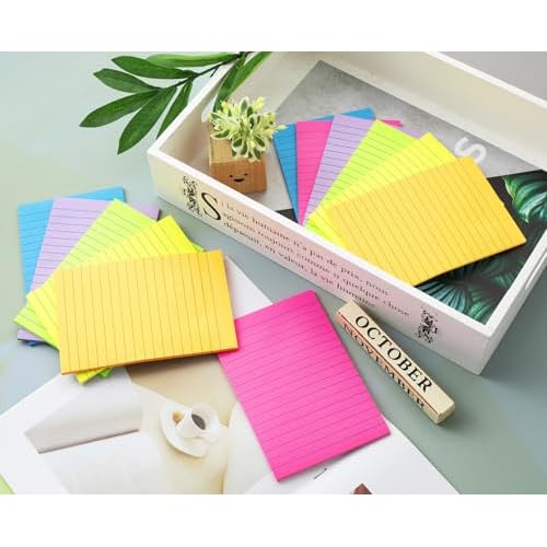 (12 Pack) Lined Sticky Notes 4x6 in Ruled Stickies Super Sticking Power Memo Pads Bright Colors