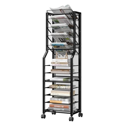 Simple Trending 12-Tier Mobile File Cart with Lock - Black