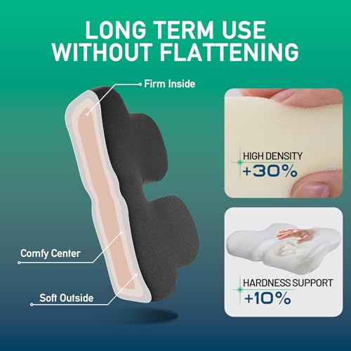 Non-Flattening Seat Cushion for Office Chairs,Gaming Chairs ? Stocking Stuffers Gifts for Women Men, Ergonomic Design for Long Sitting, Coccyx Cushion for Tailbone Pain, Memory Foam Firm Support