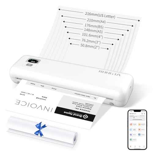 Rongta Portable Printers Wireless for Travel, 300DPI WiFi & Bluetooth Mobile Thermal Inkless Printer for School/Office/Home Use, Compatible with Android,iOS & Laptop (White)