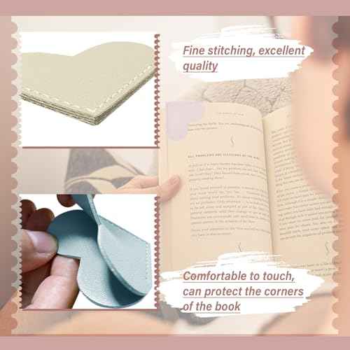 Leather Heart Bookmarks - Winjeto 6 Pieces Cute Corner Page Book Marks for Teachers Students Book Reading Lovers, for School Office Home Supplies (Love£¨6pcs£©)