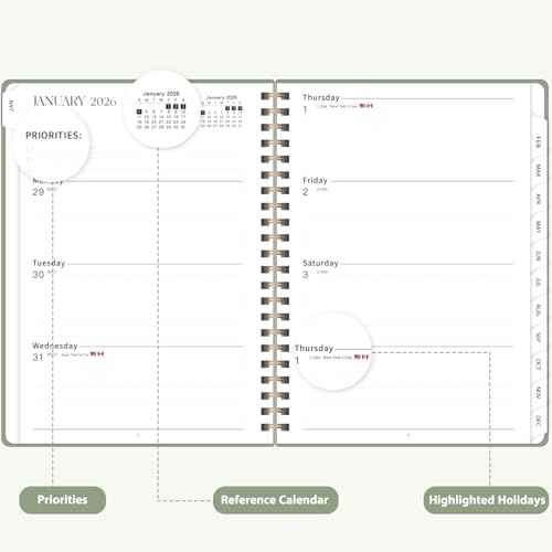 2026 Planner, Weekly and Monthly Calendar Academic Planner, Jan 2026 - Dec 2026, Planning Agenda Book for Desk Accessories and School Supplies - A5 (6.3'' x 8.5'')