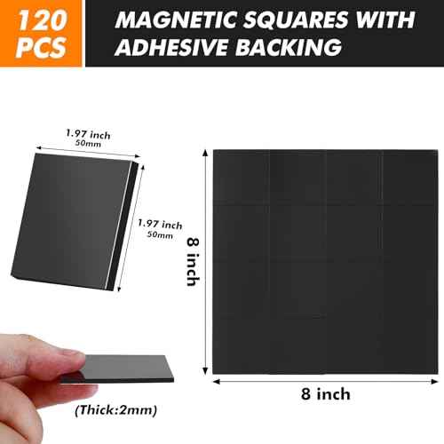 Aertiavty Magnetic Squares with Adhesive Backing, 240 Pcs 2" Fridge Magnets, Magnetic Strips with Adhesive Backing, 80 Mil Magnet Sheets for Whiteboard, Refrigerator, Crafts, Easy Peel and Stick