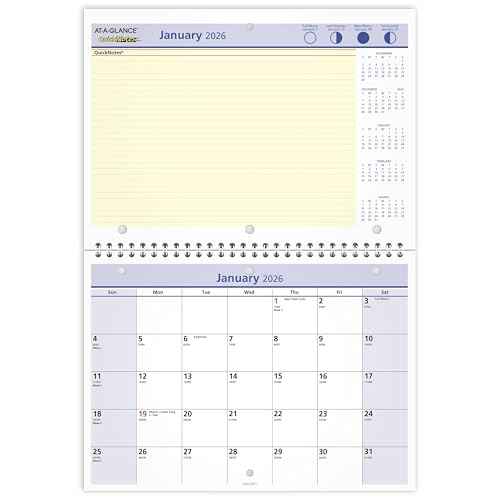 AT-A-GLANCE 2026 Wall & Desk Calendar, Monthly, 11" x 8", Small, Daily Blocks 1.25¡± x 1.25¡±, QuickNotes (PM502826)