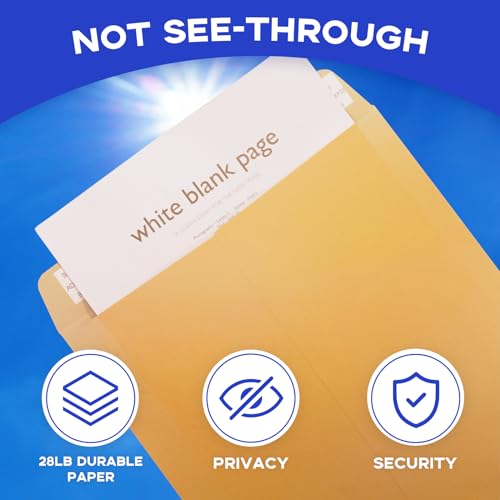 9x12 Manila Envelopes Self Seal 100 Pack, Goefun Yellow Brown Large Catalog Envelopes 9 x 12 Letter Size for Mailing, 80GSM Paper