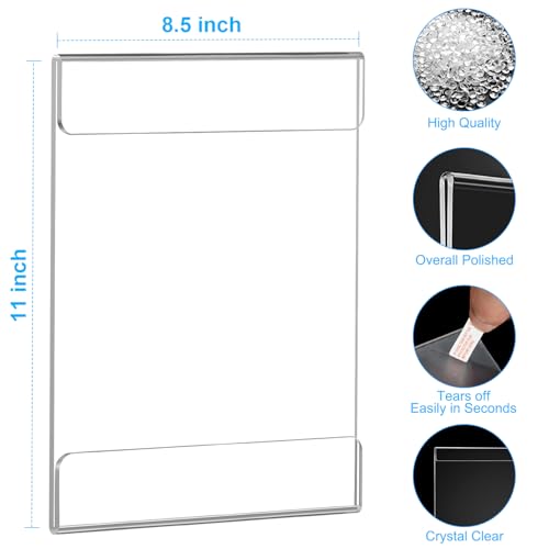 EHWINE 10 Pack 8.5x11 Wall Mount Acrylic Sign Holder, Wall Signs Photo Menu Flyer Display Holders, Plastic Clear Acrylic Frames for Office Home Hotel Business Store (with Adhesive Tape)