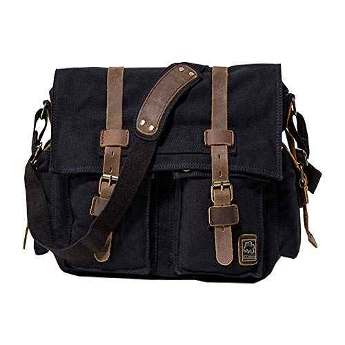 JONON Vintage Military Men Canvas Messenger Bag for 13.3-17" Laptop