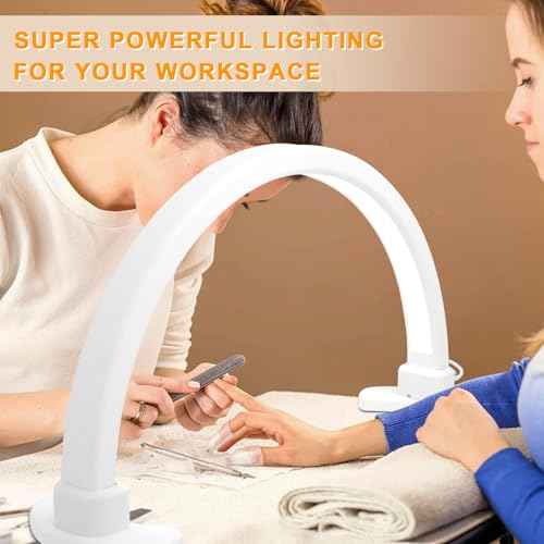 Super Bright Half Moon Light for Nail Desk, Upgrade Nail Lamp for Desk with Stepless Dimming, Half Moon Desk Lamp 3 Color Temperature