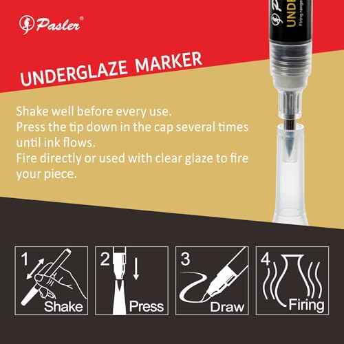 Pasler Underglaze pen, Underglaze Marker, Soft Tip Design Great for Ceramic Pottery Bisque, greenware - Pack of 1 Black (Black)