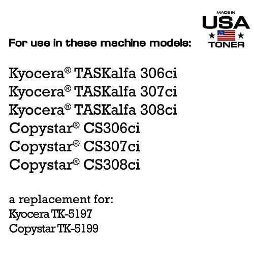 MADE IN USA TONER Compatible Replacement for Kyocera TK-5197K, TK-5199K TASKalfa 306ci, 307ci, 308ci, Copystar CS306ci, CS307ci, CS 308ci (Black)