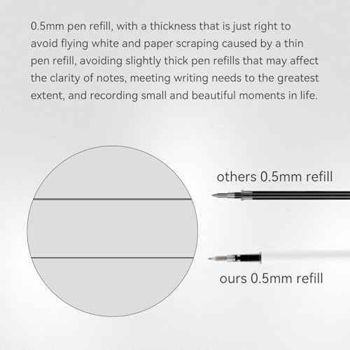 MengRan 4.3'' Gel Ink Pen Refills for Click Pens,0.5mm Tip Fine Point,Quick Drying Ink,Compatible with Pilot G2 (Original Gel Ink Refills 10 Pcs-Black Ink)