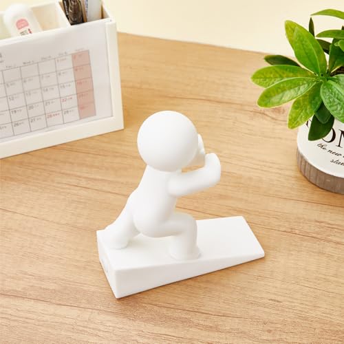 Omoojee White Cute Door Stopper Wedge - Non-Slip Bottom of Door, Keeps Doors Open for Kids & Pets, 1 Pack