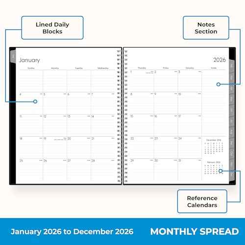 Blue Sky 2026 Weekly and Monthly Planner Calendar, Includes January 2026 - December 2026, 8.5" x 11", Flexible Cover, Wirebound, Laminated Tabs, Storage Pocket, Enterprise
