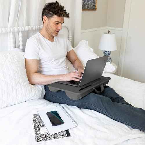 LAPGEAR Original Lap Desk ? Large (17.9¡± x 13¡±) | Fits Up to 17.3¡± Laptops | Cushioned with Device Ledge, Pencil Tray & Handle | Portable & Lightweight | Charcoal ? Style No. 45155