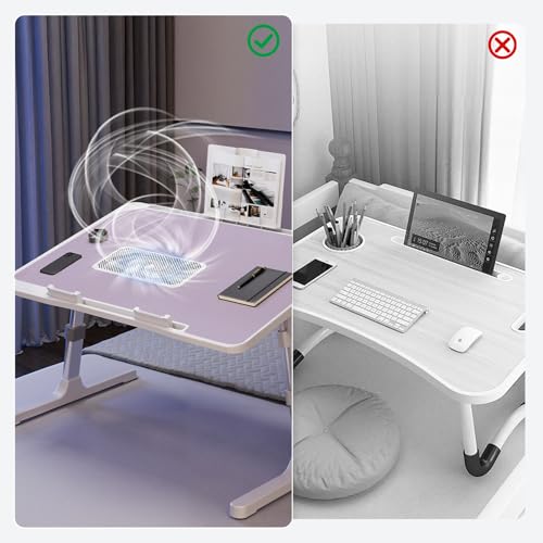 iXTRA Purple Adjustable Laptop Lap Desk with Cooling Fan & USB Light 56x32cm