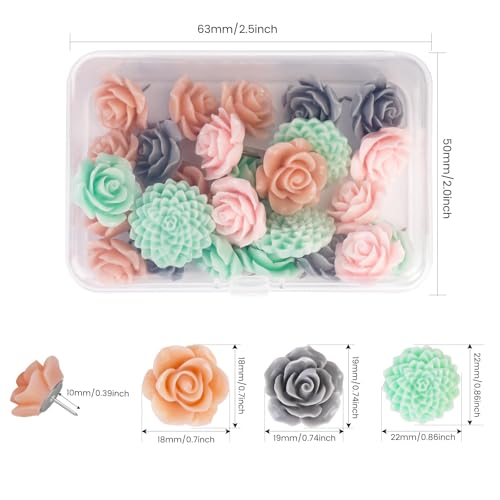 Temoyj 24Pcs Decorative Push Pins Gray Mint – Cork Board Tacks for Office & Home