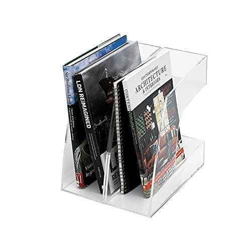 Mouchoi Magazine File Holder Transparent, Stylish Hollow Out Folder Holder, Acrylic File Folder Organizer, 2 Pack
