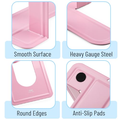 Mr. Pen Book Ends Light Pink 4 Pack - Heavy Duty Metal Organizer