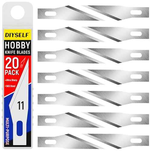 DIYSELF 20PCS Craft Knife Blades, SK5 Carbon Steel #11 Exacto Knife Blades Refill Hobby Art Blade Exacto Blade Cutting Tool with Storage Case for Craft, Hobby, Scrapbooking, Stencil