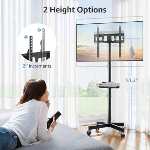 MOUNTUP Rolling TV Stand Mobile TV Cart for 23-60" TVs, Portable TV Floor Stand with Wheels for 27 32 40 43 50 inch Flat/Curved TVs, Height Adjustable, Tilting Mount, Max VESA 400x400mm, MU1117