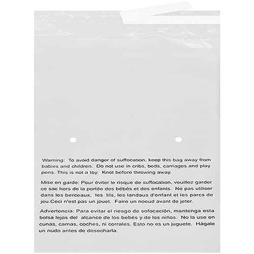 24x24 Inch Self-Seal Clear Poly Bags with Suffocation Warning, 75 Pack