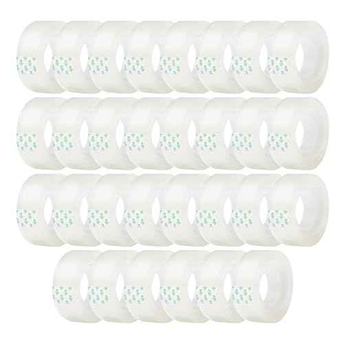 30 Rolls Transparent Clear Tape Refills for Dispenser, Sturdy Tape(Not Easily Tear), 0.7 Inch, 27.3 Yard, Perfect for Office, Home, School