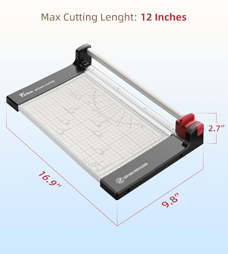 Firbon 12-Inch Rotary Paper Trimmer with Replaceable Blade for Precise Cutting