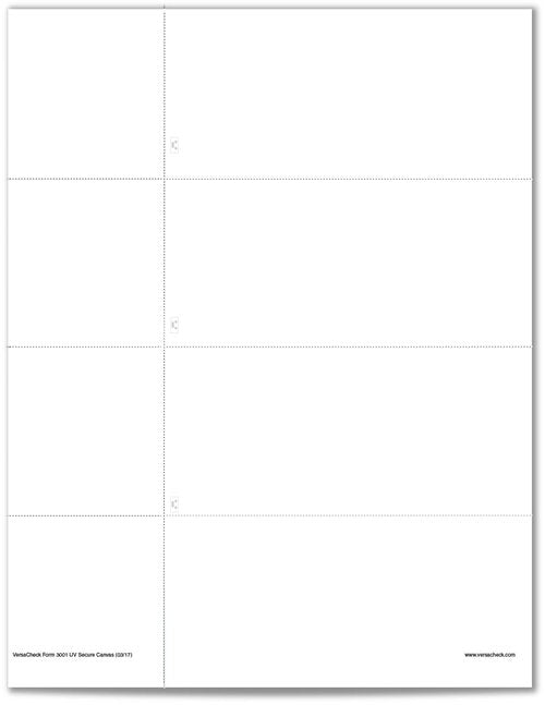 VersaCheck Secure Checks - 750 Blank Business or Personal Wallet Checks - White Canvas - 250 Sheets Form #3001-3 Per Sheet