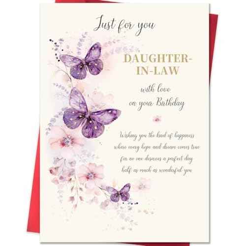 Funny Birthday Card for Daughter-in-Law, Wonderful Yet Heartfelt Greetings from Mother-in-Law-8x5.3 Inches, Double-Sided