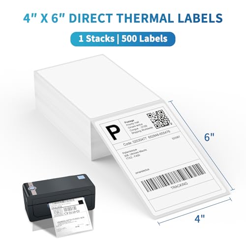 9527 Product 4x6 White Thermal Shipping Labels - 500pcs, Perforated, Compatible with Zebra & More
