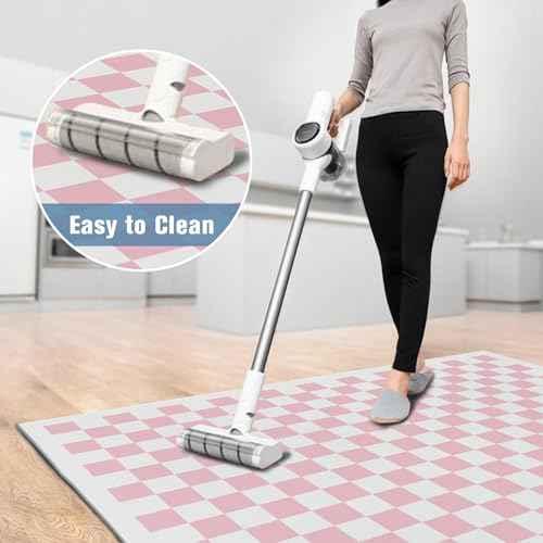 Office Chair Mat for Hardwood Floor Pink Checkered 48"x60" Computer Gaming Chair Mat Anti-Slip Office Rugs Floor Protector for Rolling Chairs Under Desk Rug for Home Office