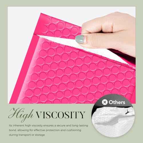 METRONIC 4x8 Bubble Mailers 200Pack, Waterproof Pink Bubble Mailers, Self Seal Padded Envelopes for Small Business Packaging Supplies Padded Mailer Usable Size 4x7
