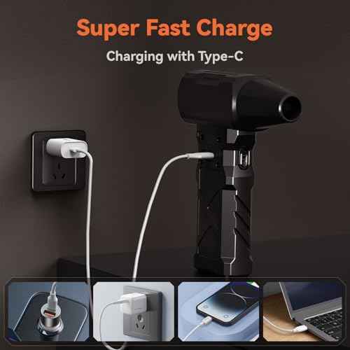 Compressed Air Duster-100000RPM Electric Air Duster for PC&Keyboard Cleaning£¬4-Speed Cordless Turbo Fan Rechargeable Reusable Compressed Air Blaster for Car, Air Bed, Outdoors, Home.X3