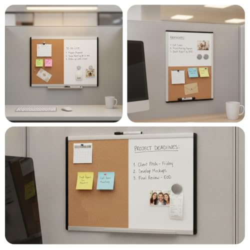 Primero Basics 3-Pack Magnetic Whiteboard & Cork Bulletin Boards 17x23"