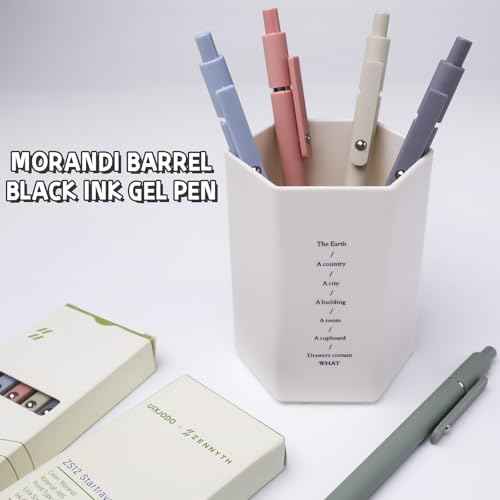 Gel Pens, 5 Pcs 0.5mm Black Ink Pens Fine Point Smooth Writing Pens, High-End Series Pens for Journaling Note Taking, Cute Office School Supplies Gifts for Women Men (Morandi)