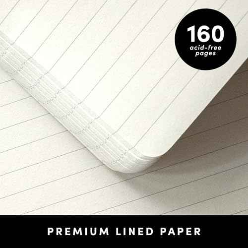 PAPERAGE Lined Journal Notebook, (Black), 160 Pages, Medium 5.6 in x 8 in - 100 GSM Thick Paper ? Hardcover Journaling Notebook for Work, School & Note Taking
