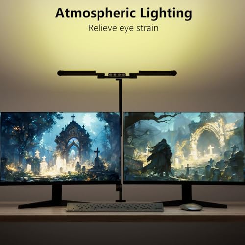 Architect Desk Lamp with 5 Light Bars for Home Office, 32.5Inch Long Led Desk Light with Clamp, 24W Tall Foldable Computer Lamp with Swing Arm, Bright Table Light for Desktop Working Drafting