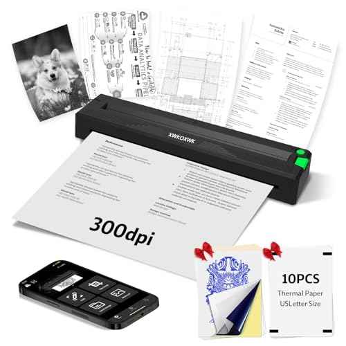 Portable Printers Wireless for Travel,Upgraded Inkless Thermal Bluetooth Mini Printer Compatible with Android,iOS&Laptop,Support 8.5" X 11" US Letter&A4,Portable Small Mobile Travel Printer for Home