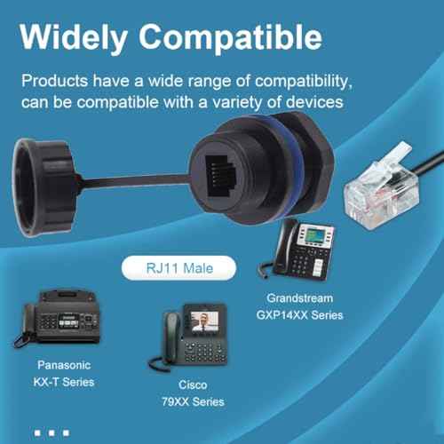 PENGLIN Waterproof RJ11 Coupler(5 Pack) Telephone Line Cable 6P6C Connector,CAT3 RJ11/RJ12 Panel Mount Connector Female to Female Compatible with Data and Voice
