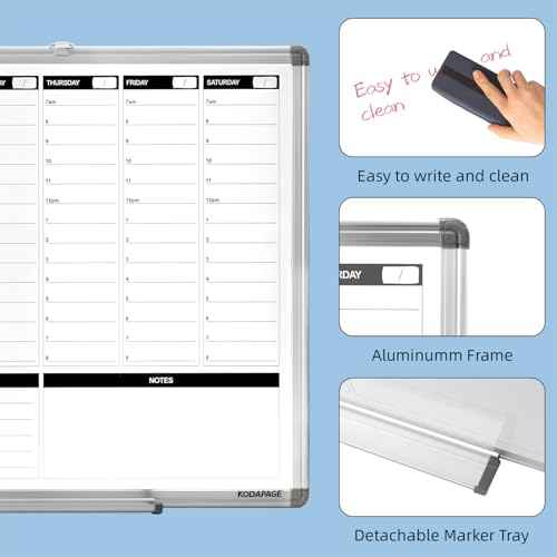 Weekly Dry Erase Board, Weekly Planner whiteboard with Hourly time Slots, Whiteboard Weekly Calendar for Schedule for Wall 24" X 18" Double-Sided for Office, Home and School