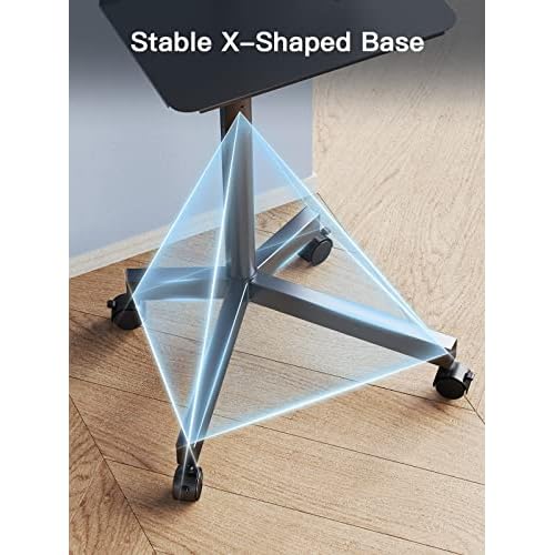 PERLESMITH Rolling TV Stand on Wheels for 23-60 Inch Flat Curved Screen TVs, Mobile TV Cart Height - Adjustable with Shelf/Tray, Portable TV Stand Holds up to 55 lbs, Max VESA 400x400mm, PSTVMC04