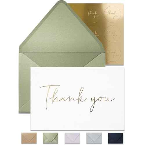 Wedding & Baby Shower Thank You Cards - Set of 100 Blank Cards & Envelopes - 4x6