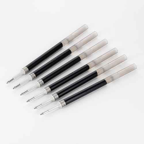 Pentel Refill Ink - For EnerGel Gel Pen, 0.7mm Metal Tip, Medium, Black Ink, Pack of 6 Refills (LR7-6A)
