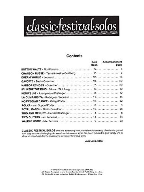 Classic Festival Solos (B-flat Bass Clarinet), Vol 1: Solo Book (Classic Festival Solos, Vol 1)