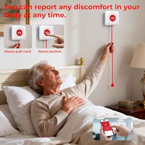 Caregiver Pager Elderly Alert Call Button Life Alert Systems for Seniors no Monthly Fee for Elderly/Patient/Disabled at Home/Hospital/Clinic