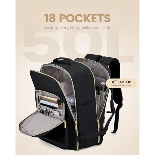 LOVEVOOK 50L Travel Backpack for Women Men,Waterproof Airline Approved Carry On Luggage Travel Essentials,TSA Carry On Backpack Personal Item Travel Bag Suitcase Weekender Traveling with Packing Cubes