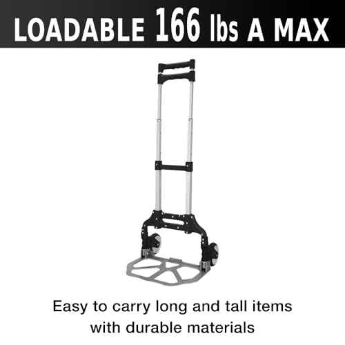 Japard Hand Truck Dolly Folding Alunimum Carrying Cart with Wheels Foldable and Long 39.4" Collapsible Handle, 166 Lbs for Camping Outdoor Home