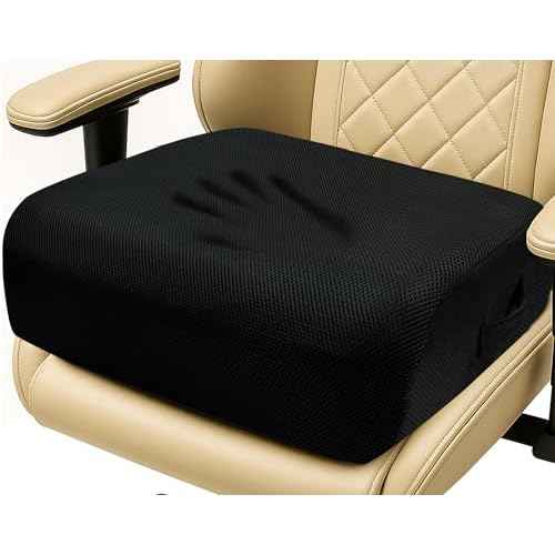 6" Extra Thick Memory Foam Office Chair Cushion ? 2-Layer Booster Seat for Back & Tailbone Pain Relief, 18 x 16 x 6in Non-Slip Cushion with Carry Handle for Wheelchair, Car, and Airplane