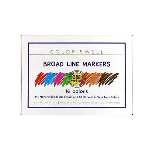 Color Swell Bulk Broad Line Markers, 288 per Pack, Skin Tone Colors, Non-Toxic Washable