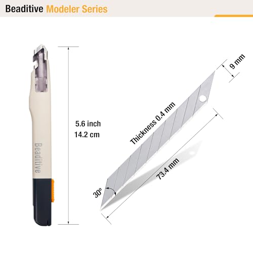 Beaditive Precision Craft Knife Set with 10 Blades - 30 Degree Utility Knife for Art & Model Making